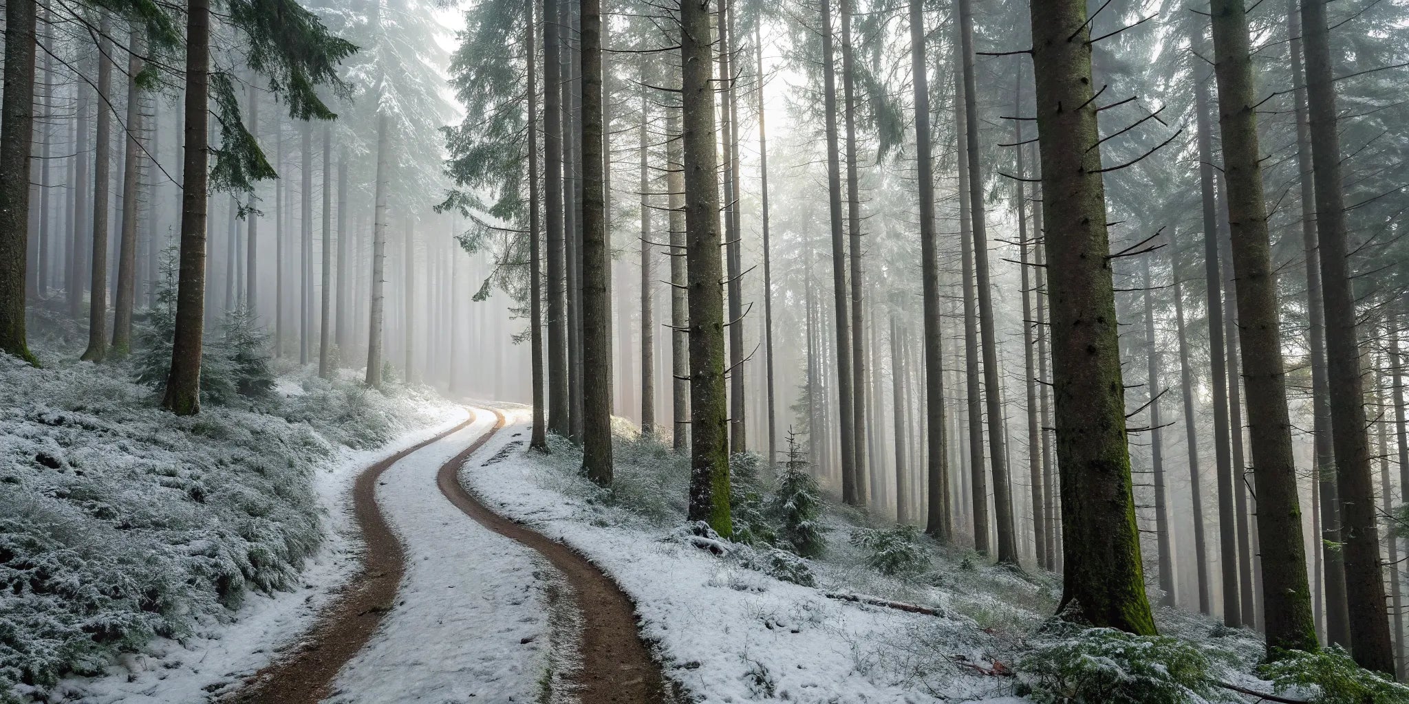 A snowy winter trail, the perfect place to use the best Thinsulate battery heated gloves.