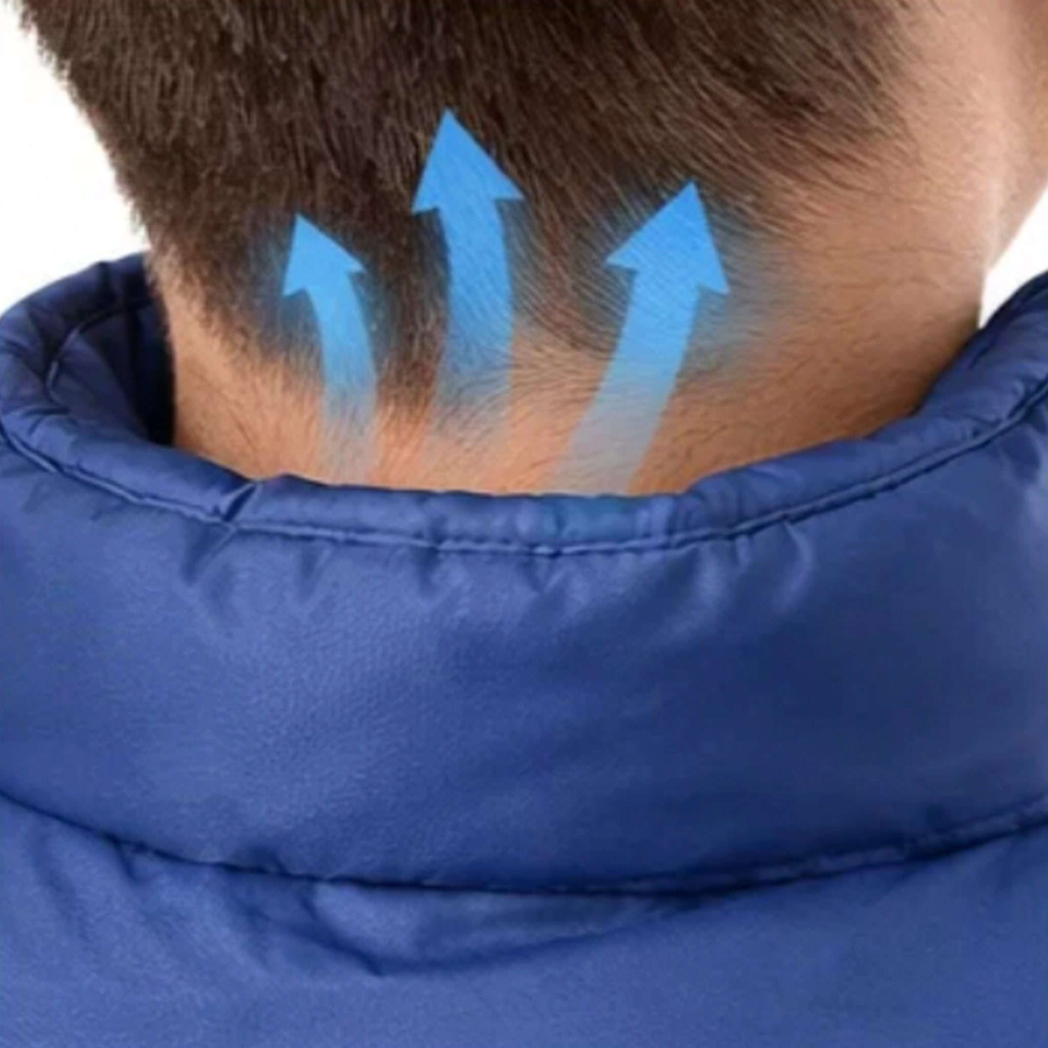 Close-up of back of neck of AeroVent with arrows indicating airflow up