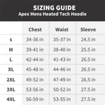 Men's Apex heated hoodie sizing guide