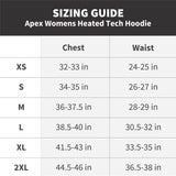 Women's Apex Heated Hoodie sizing guide
