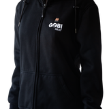 Ridge Women's Heated Hoodie in Onyx, front view on transparent background