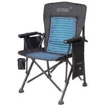 Zephyr cooling camping chair with cooling zones highlighted on backrest and seat