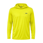 Full front view of the GOBI HELIO men’s high-visibility yellow sun hoodie.