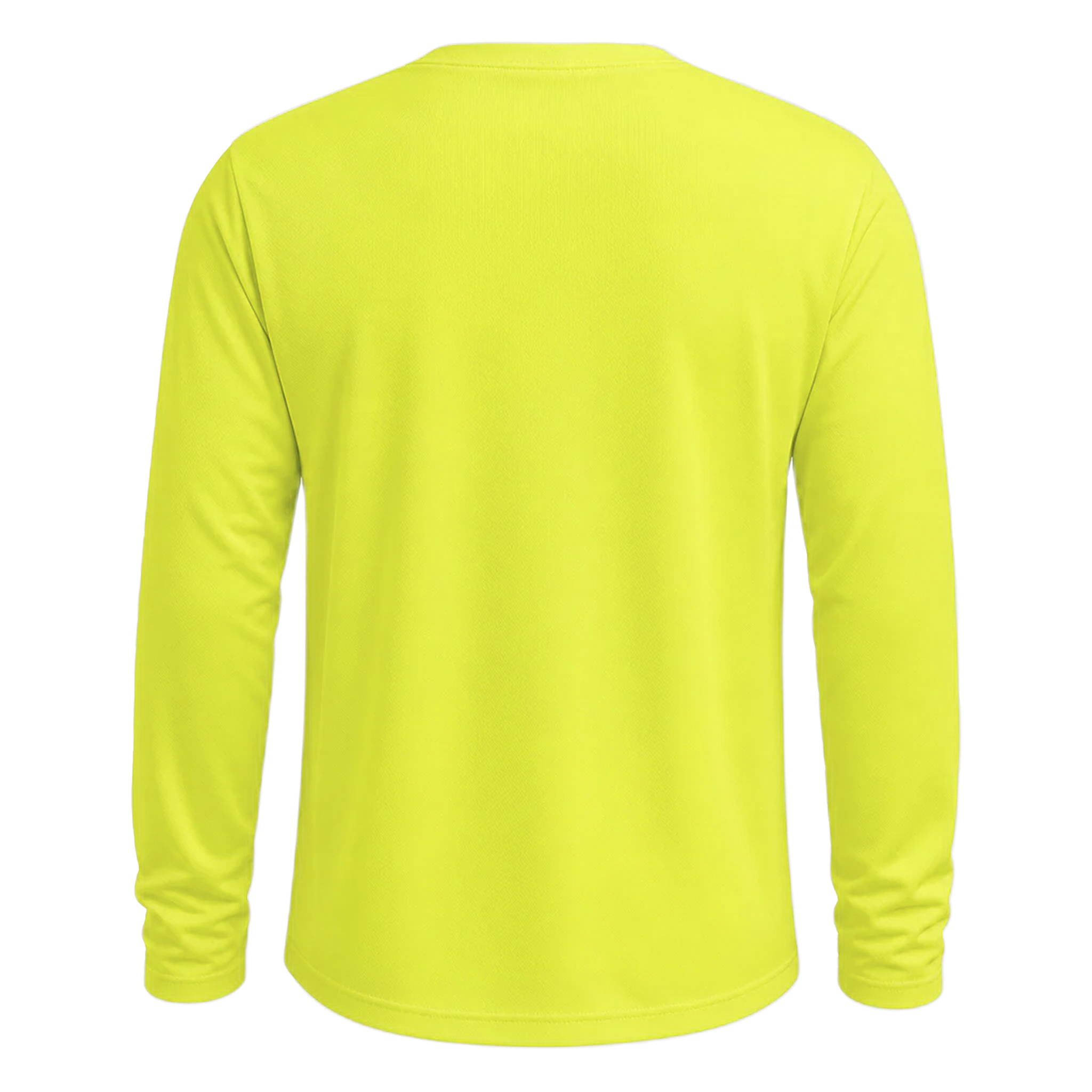 Ray Men's UPF Sun Long-Sleeved T-Shirt back view - hi-vis yellow