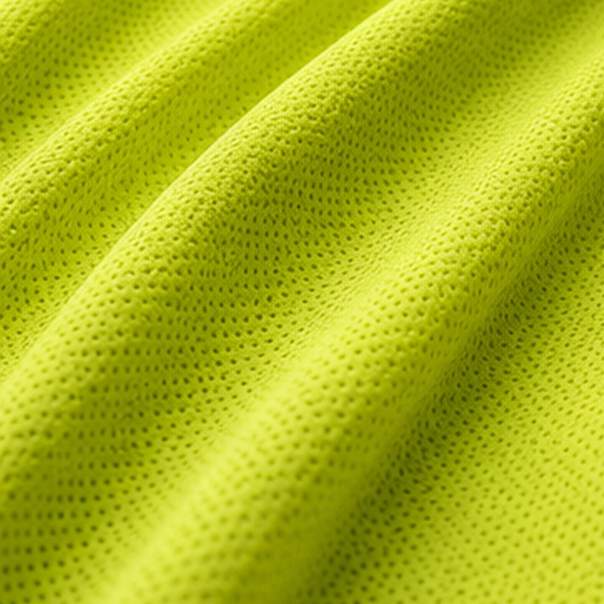 Close-up of lightweight, breathable hi-vis yellow UPF fabric