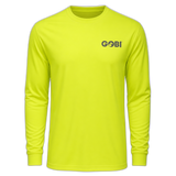 Ray Men's UPF Sun Long-Sleeved T-Shirt front view - hi-vis yellow crew neck